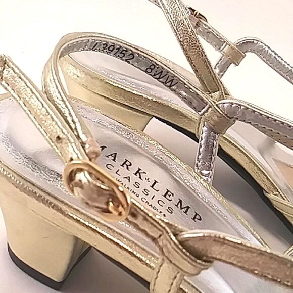 Walking Cradles Mark Lemp Leash Gold Leather Strappy Dressy Sandal Heels 8WW - Picture 7 of 11